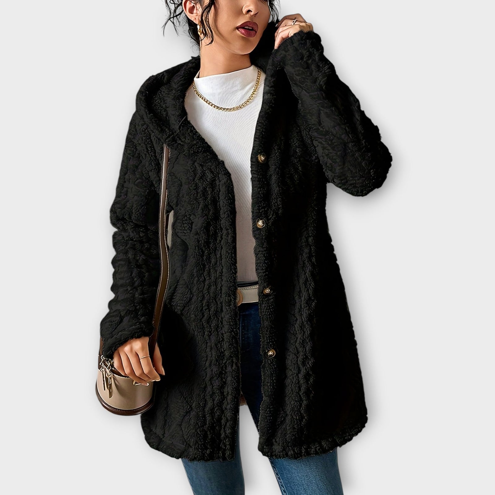 Cozy Textured Hooded Winter Jacket