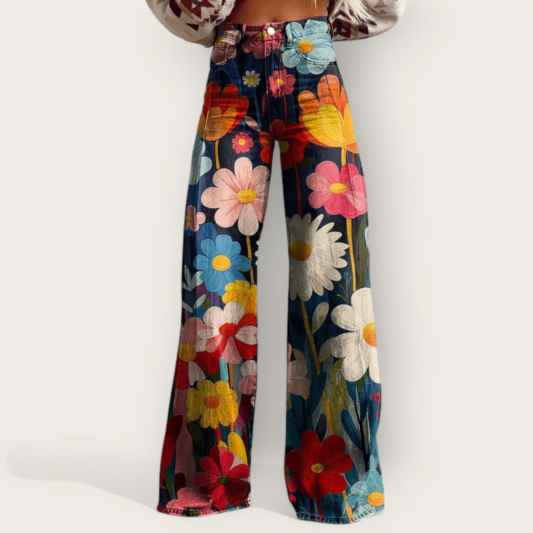 Stylish Multicolored Wide-Leg Pants