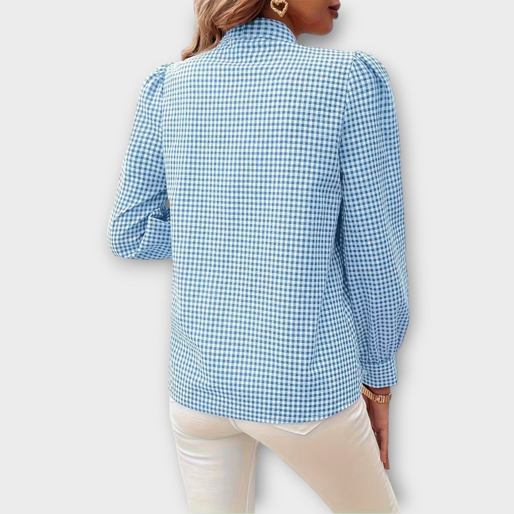 Check Bow-Tie Blouse