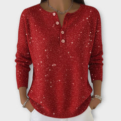 Sparkle Knit Button Henley Top