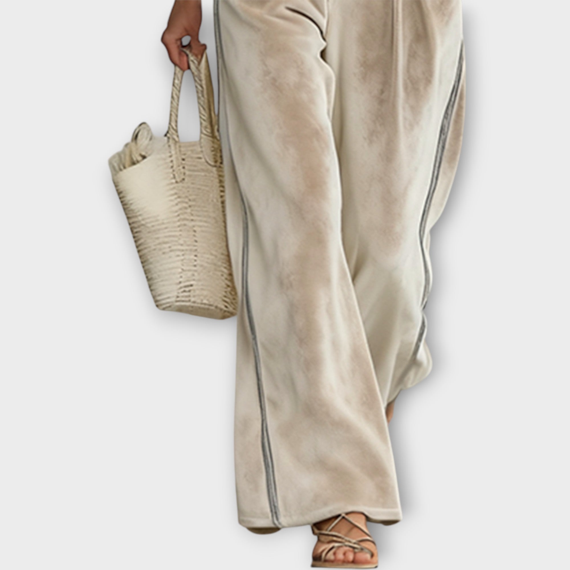 Contrast-Trim Knit Top & Velour Lounge Pants Set