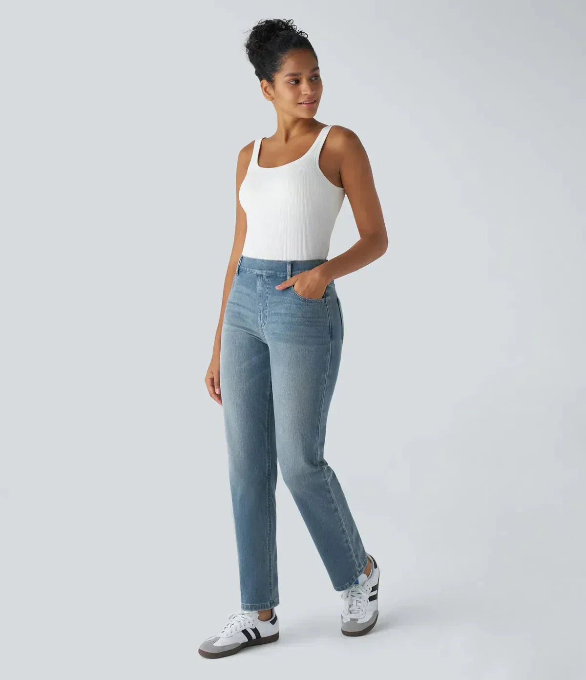 Elastic and Comfortable High-Waisted Trousers