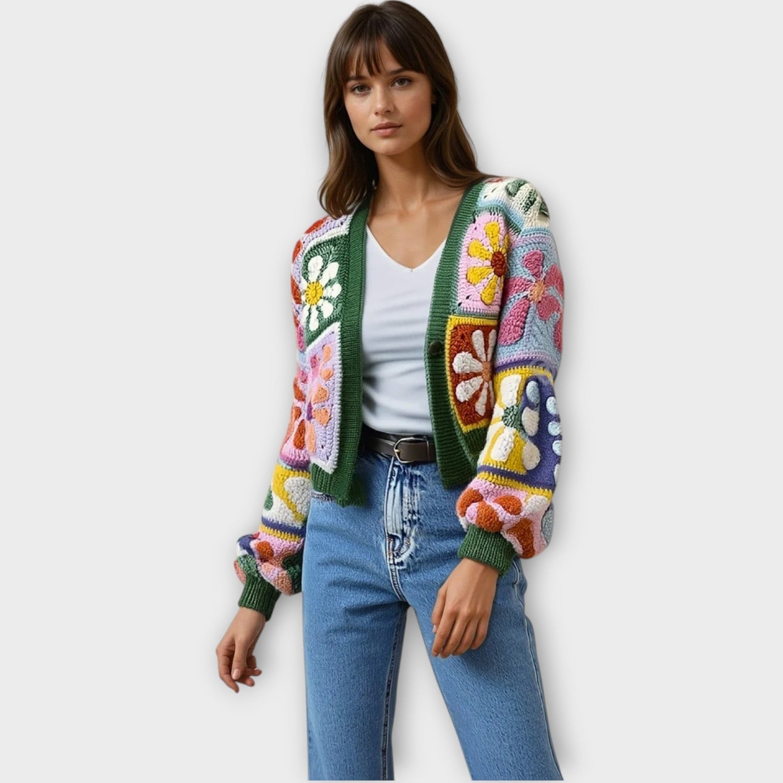 Boho Crochet Flower Cardigan