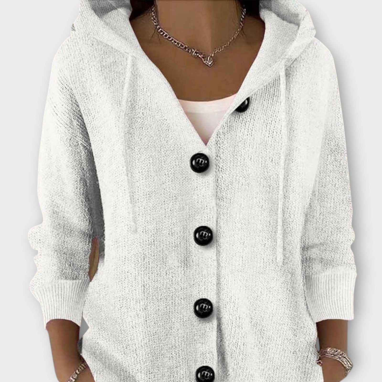 Cozy Button-Front Hooded Knit Cardigan