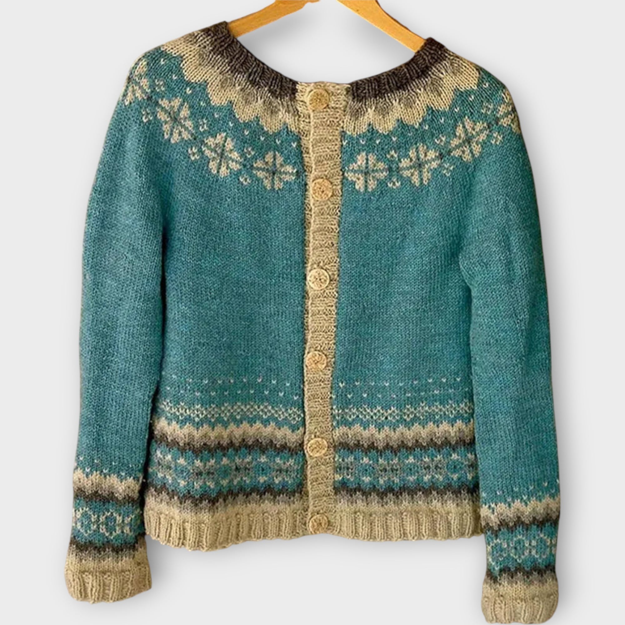Knitted Cardigan with Buttons and Subtle Pattern
