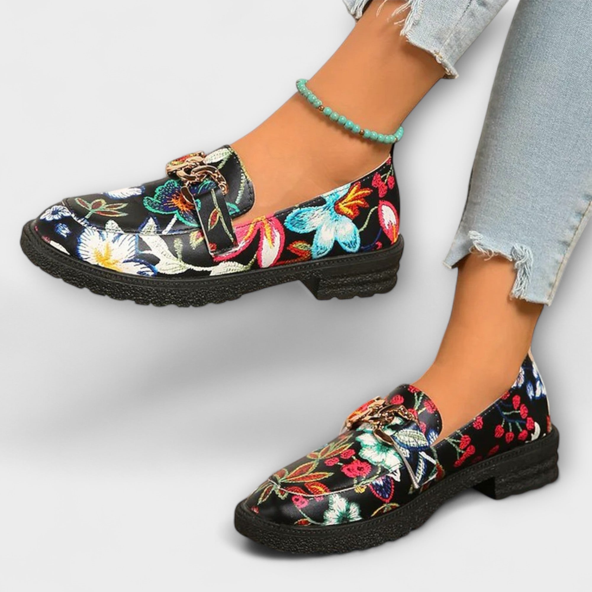 Orla – Colorful Loafers with Floral Design