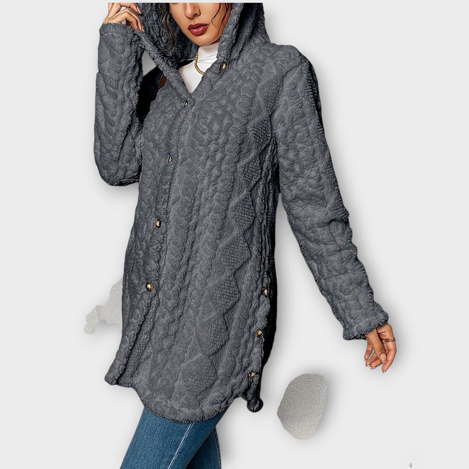 Cozy Textured Hooded Winter Jacket