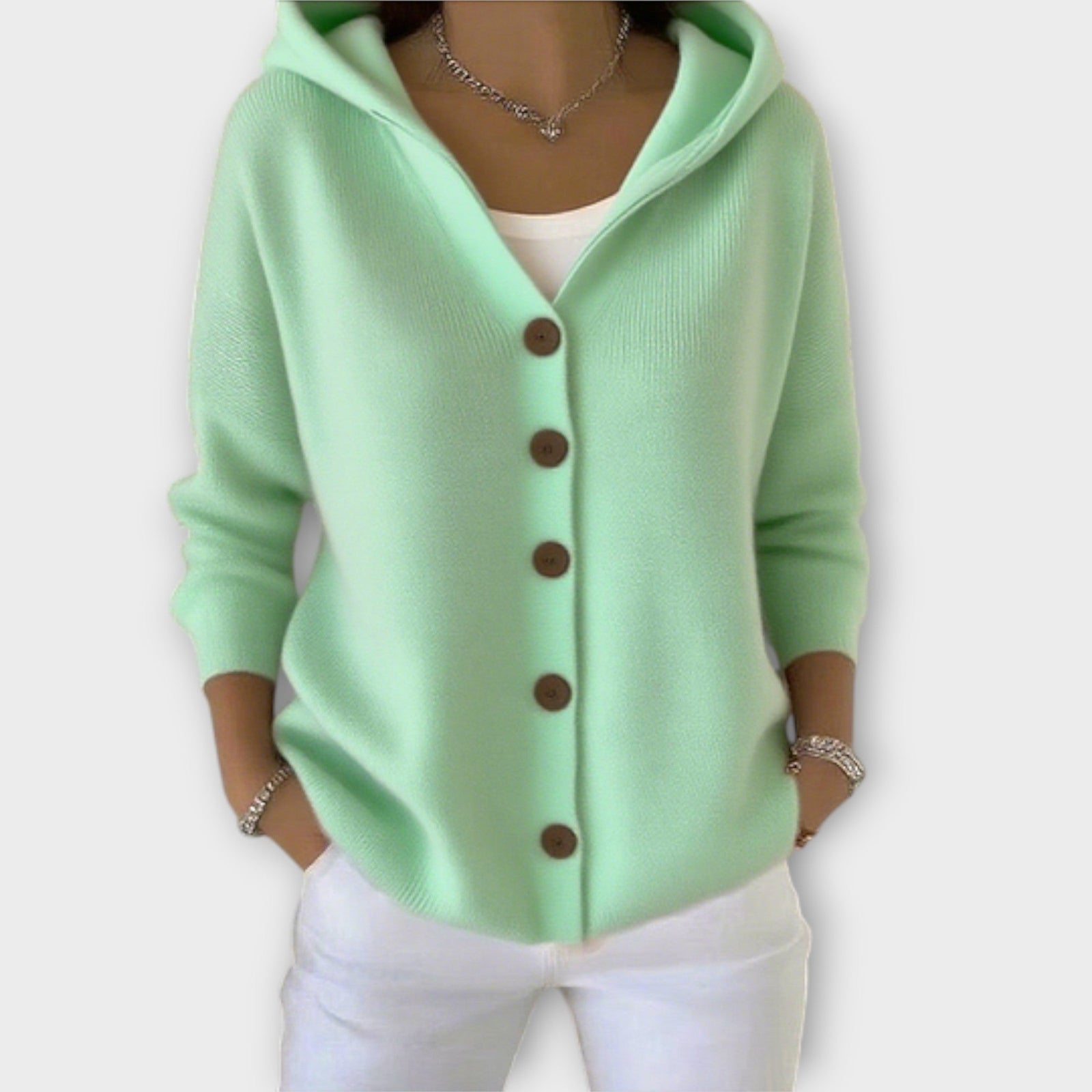Cozy Chic Button-Front Hooded Cardigan