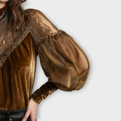 Luxe Lace Velvet Evening Blouse
