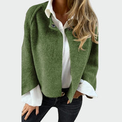 Short Wool Cardigan with Flared Sleeves
