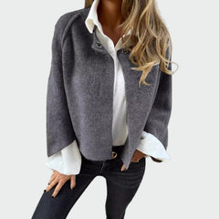 Short Wool Cardigan with Flared Sleeves