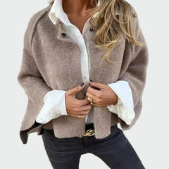 Short Wool Cardigan with Flared Sleeves