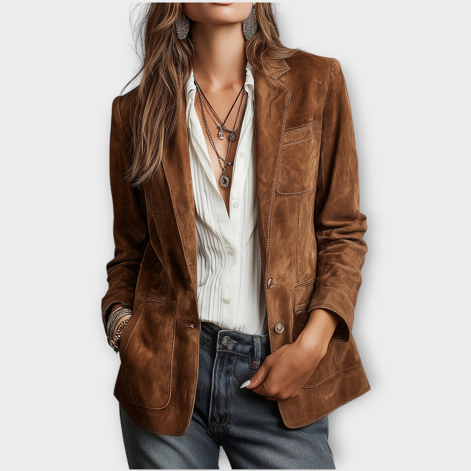 Vintage Brown Suede Blazer