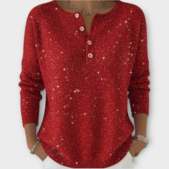 Sparkle Knit Button Henley Top