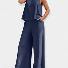 Set of Sleeveless Top and Wide Trousers
