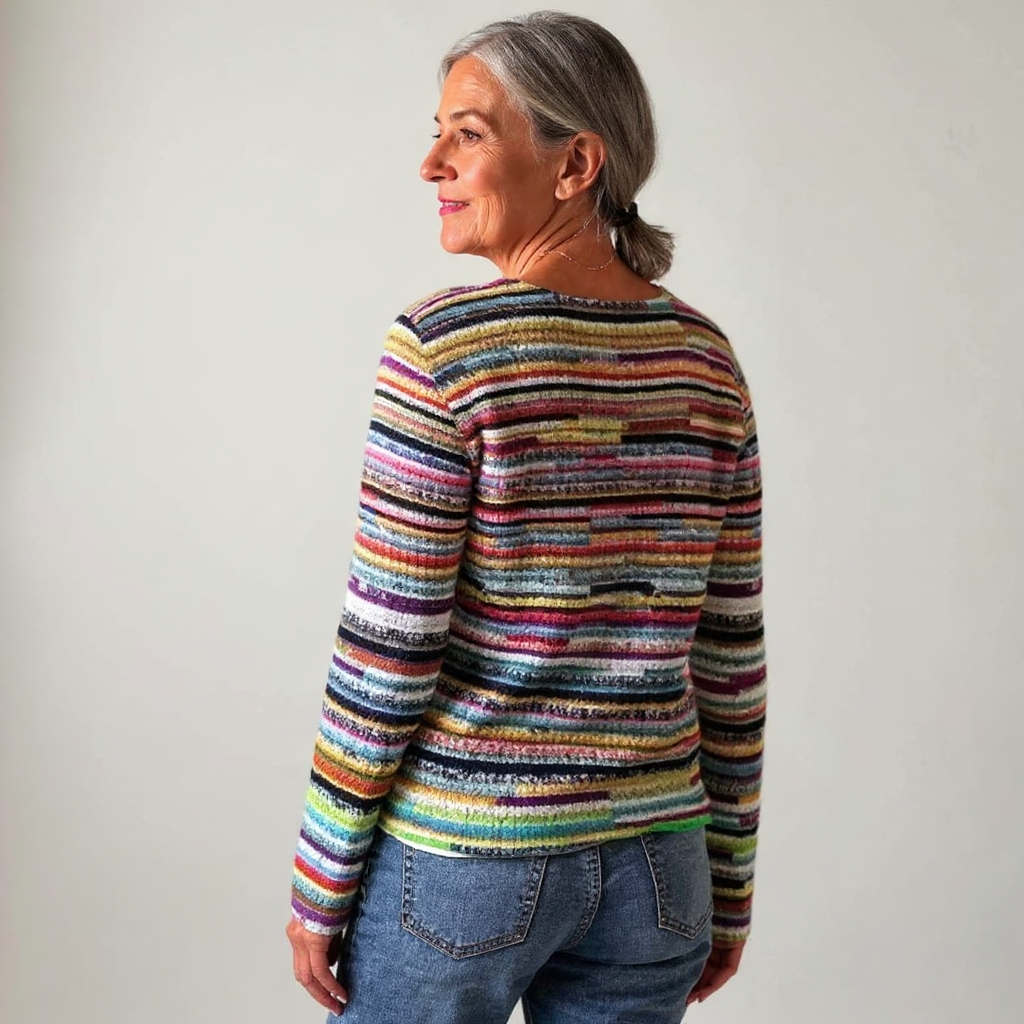 Knitted Sweater with Striped Design
