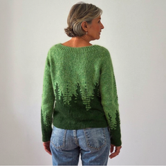 Knitted Sweater with Nature-Inspired Pattern