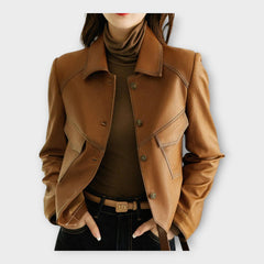 Elegant Leather Jacket with Modern Design and Refined Aesthetic