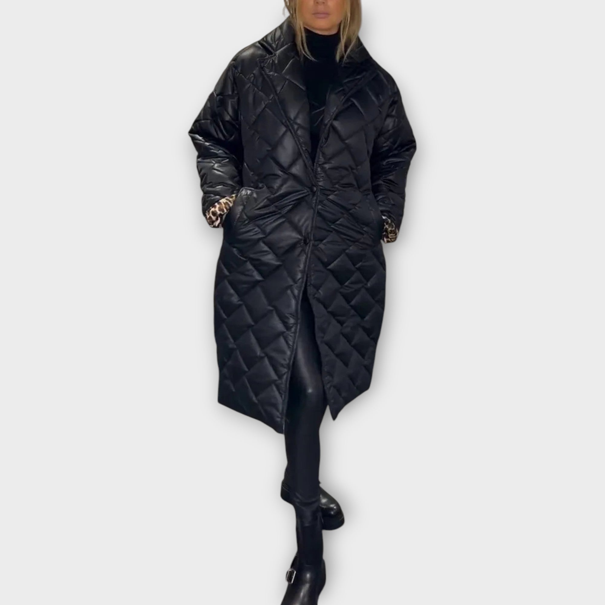 Reversible Padded Jacket with Leopard Lining