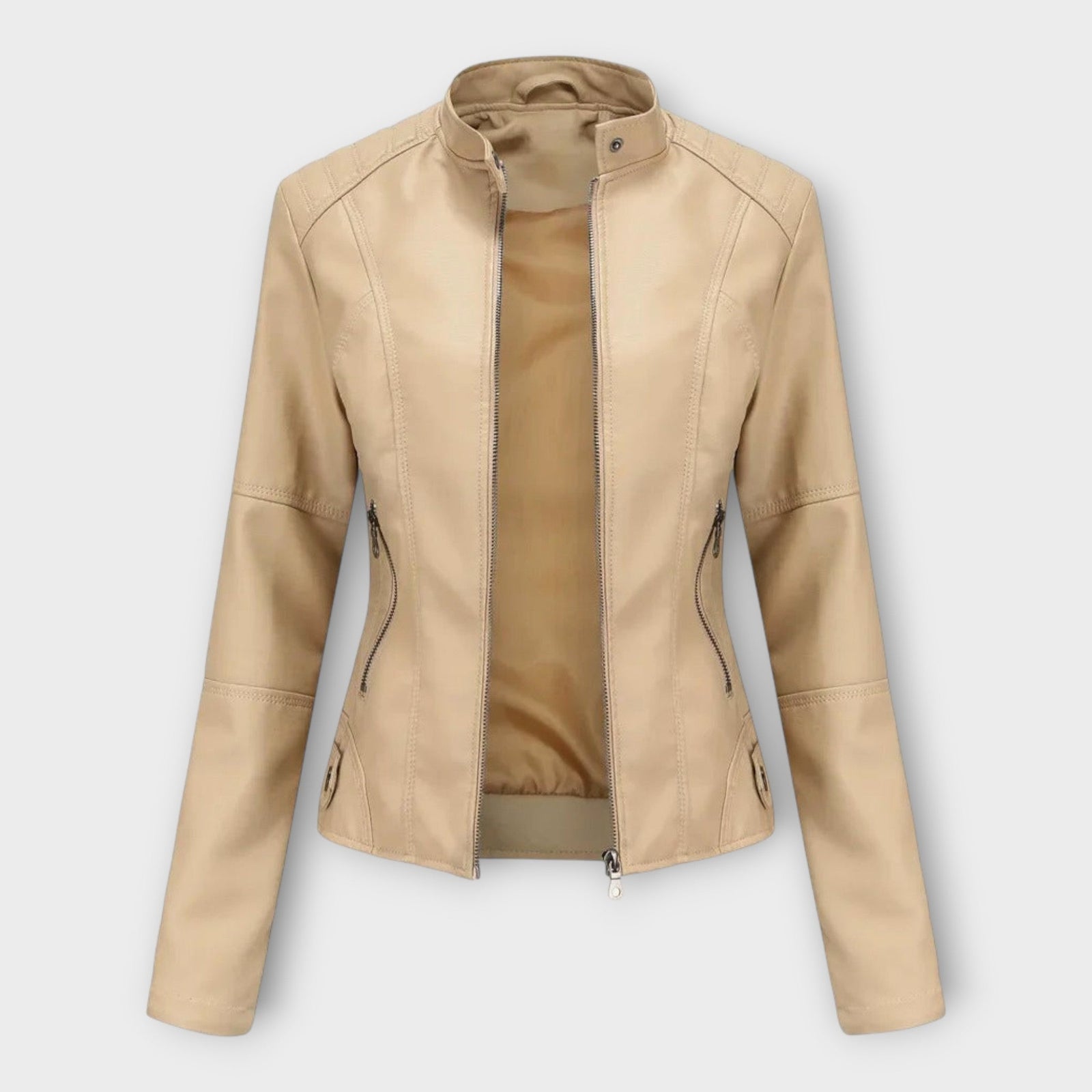 Leather Elegant Blazer with Modern Line and Timeless Style