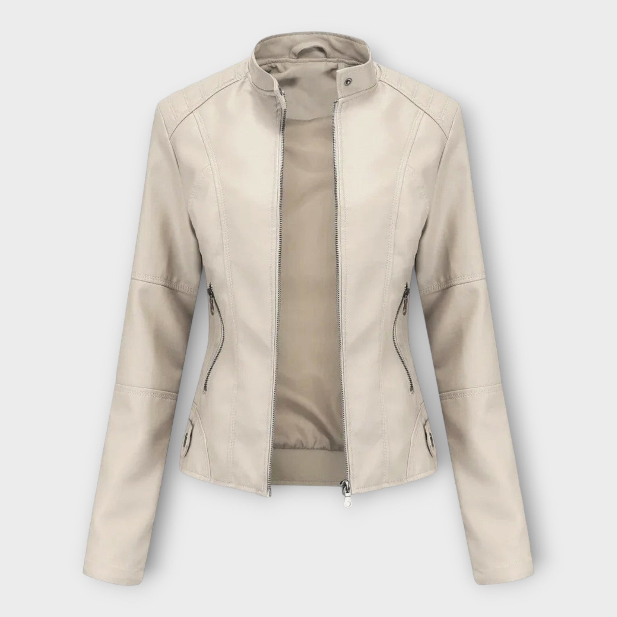 Leather Elegant Blazer with Modern Line and Timeless Style