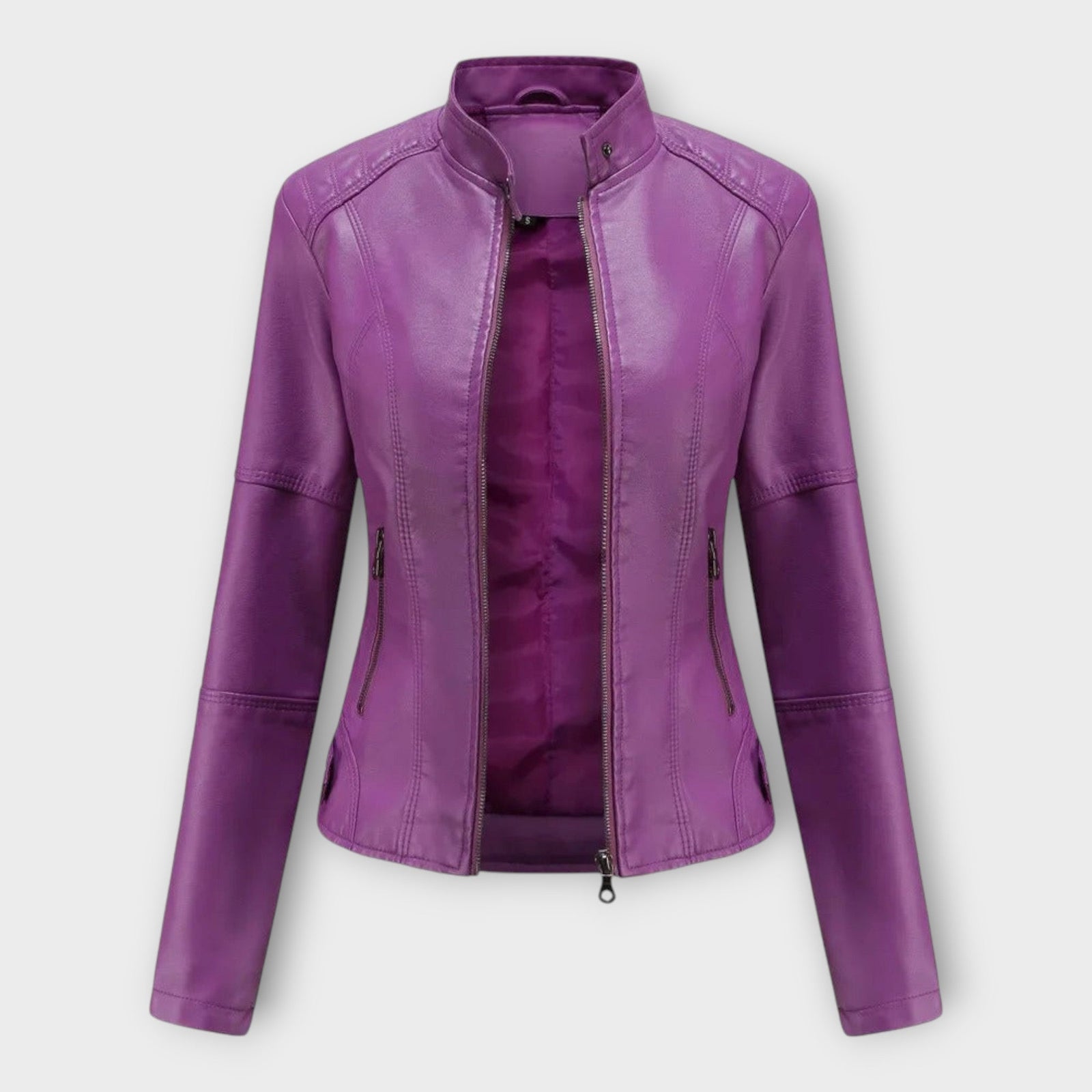 Leather Elegant Blazer with Modern Line and Timeless Style