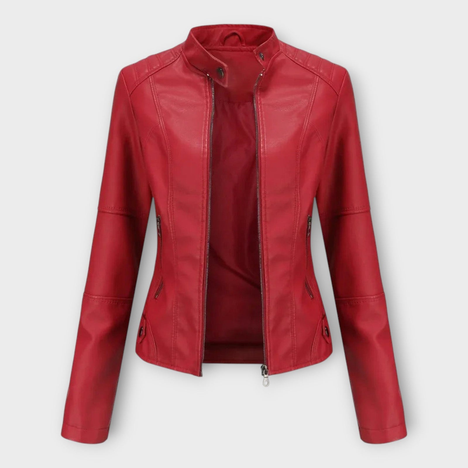 Leather Elegant Blazer with Modern Line and Timeless Style