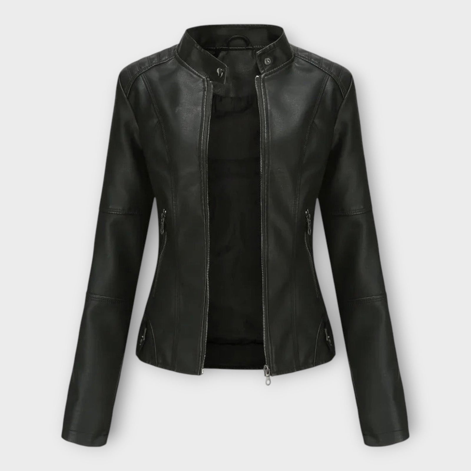 Leather Elegant Blazer with Modern Line and Timeless Style
