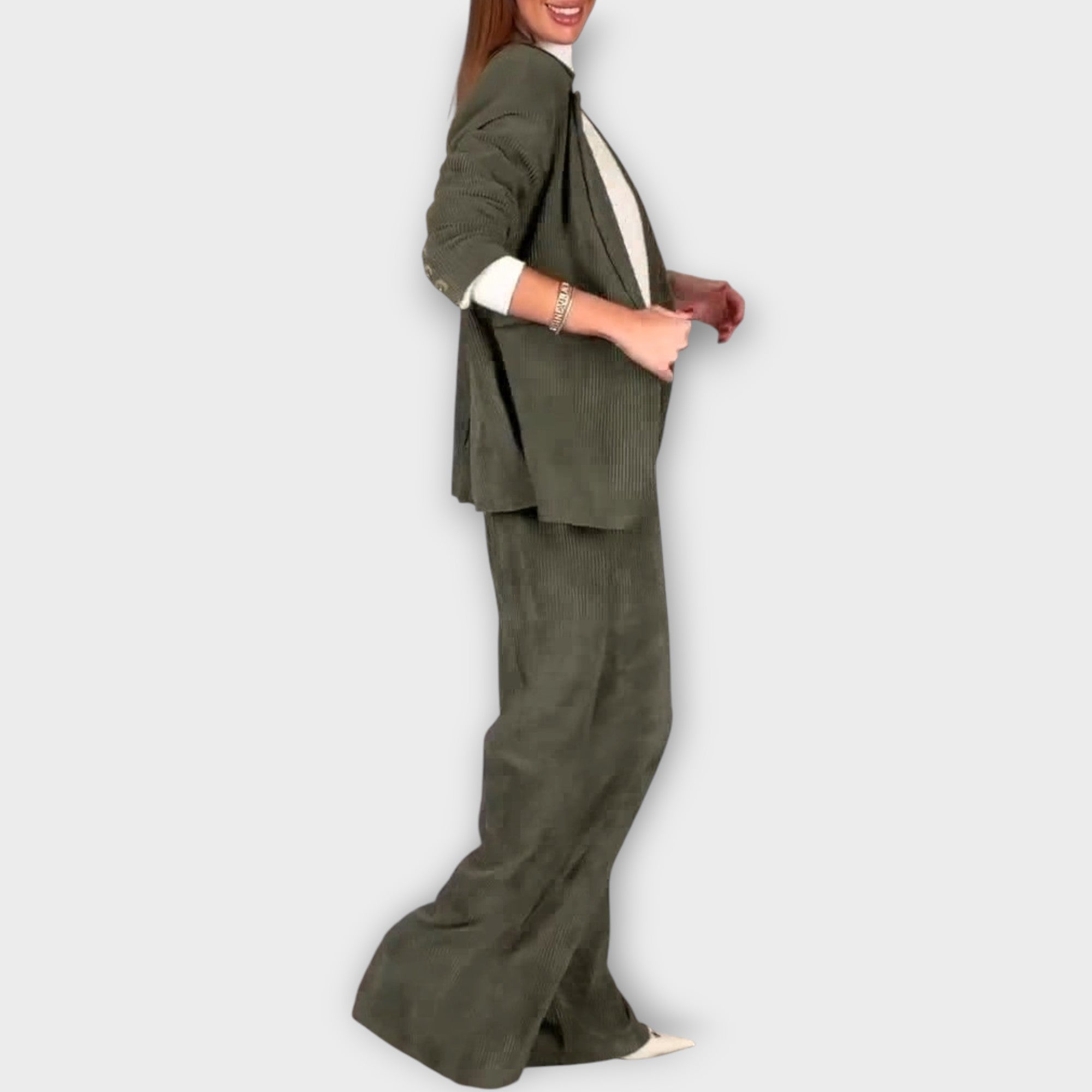 Tailored Ribbed Blazer Set