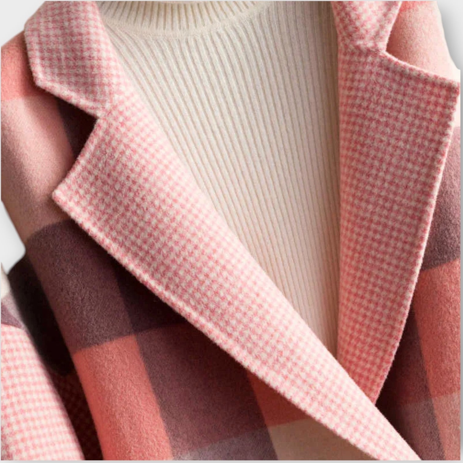 Elegant Patchwork Wool-Blend Coat