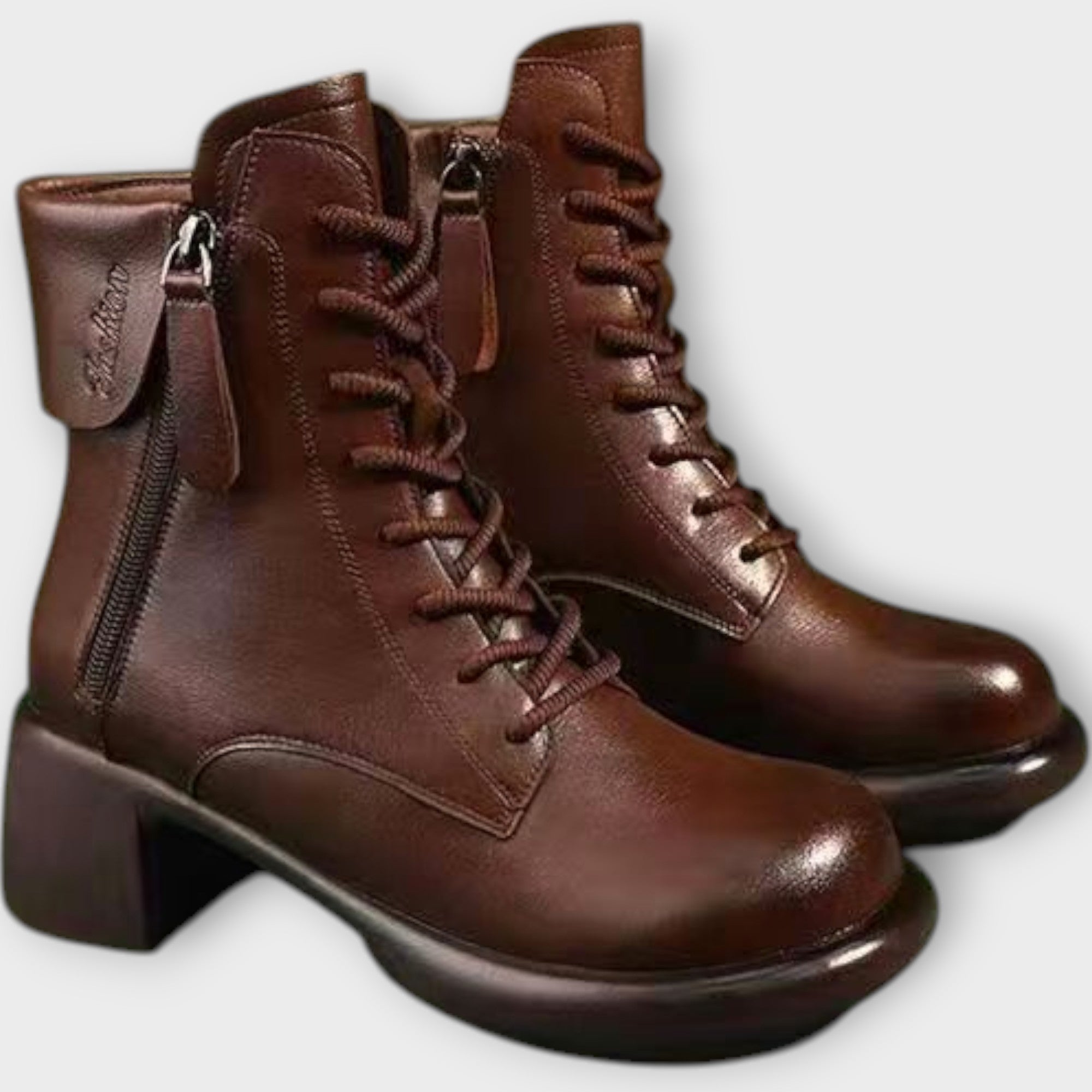 Classic Chunky Heel Lace-Up Boots