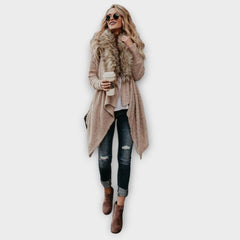Cozy Draped Faux-Fur Cardigan