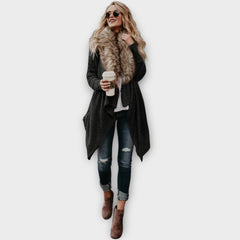 Cozy Draped Faux-Fur Cardigan