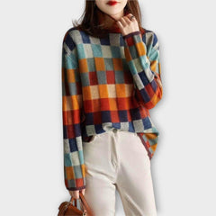 Cozy Checkered Turtleneck Sweater