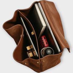 Genuine Suede Shoulder Bag with Full Grain Leather Lining