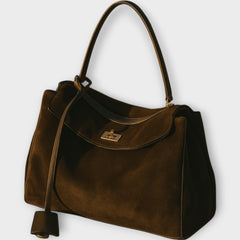 Genuine Suede Shoulder Bag with Full Grain Leather Lining