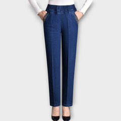 Women's Jeans with Side Pockets and Elastic Waist