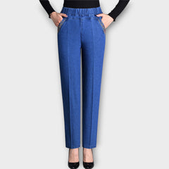 Women's Jeans with Side Pockets and Elastic Waist