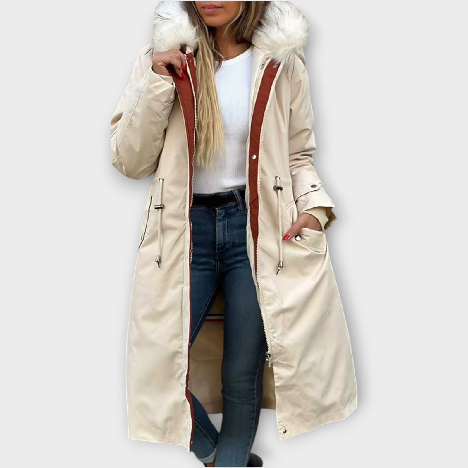 Long Faux-Fur Hood Winter Parka