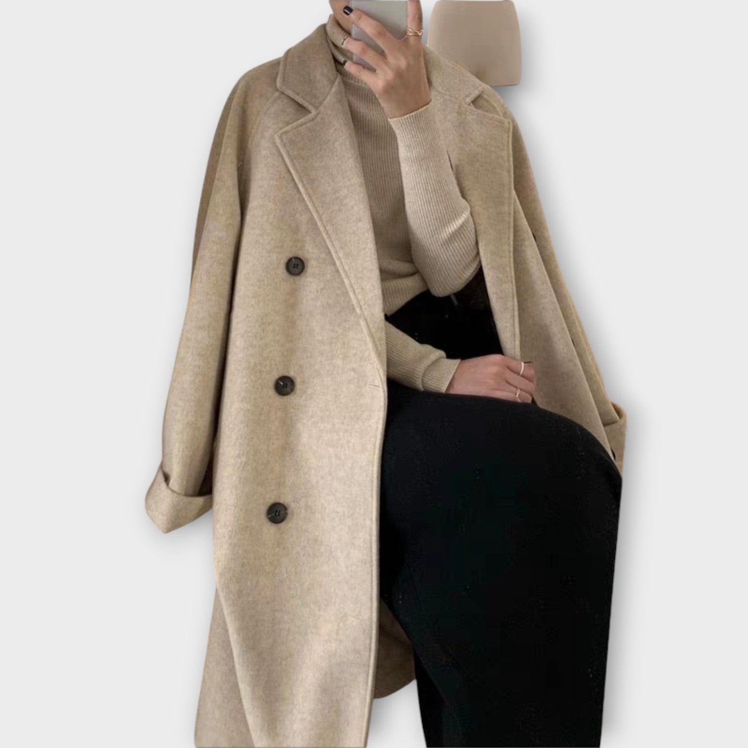 Elegant Longline Double-Breasted Coat
