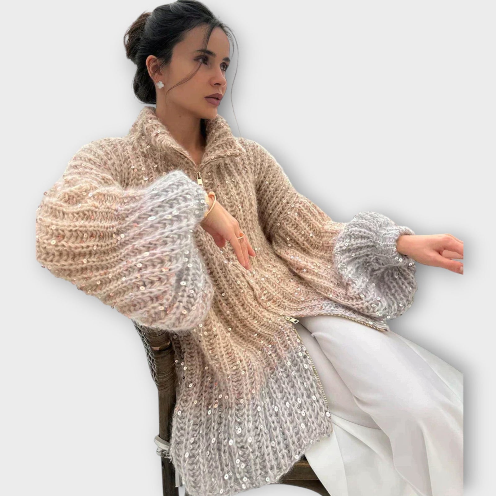 Chunky Knit Sequin Sweater